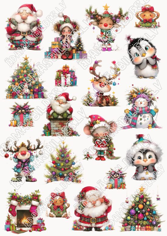 Cukura papīrs ar apdruku "Ziemassvētku figūras"